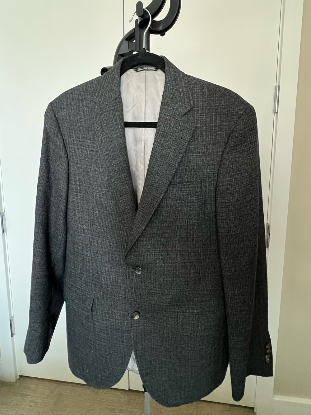 Saks Fifth Avenue Black Label Charcoal Textured Two-Button Blazer